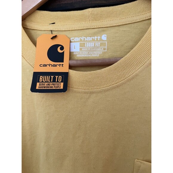 Carhartt Men’s Large  T-shirt WorkWear Pocket Heavyweight Yellow NEW - Picture 4 of 5